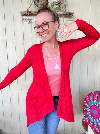 Strickjacke Zart besaitet Rot