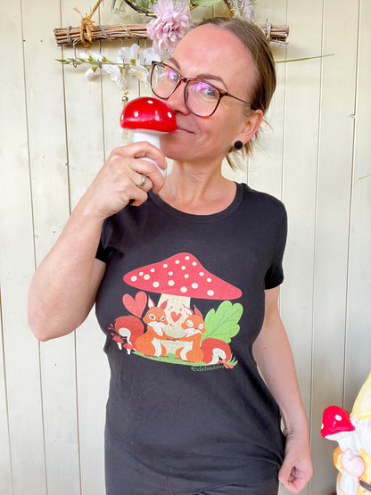 Edelmädel Organic Shirt Eichhörnchen Liebe Schwarz
