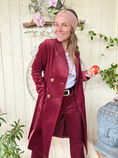 Cord Mantel Cordula Beeren Rot - FROLLEIN KÄTHE Shop