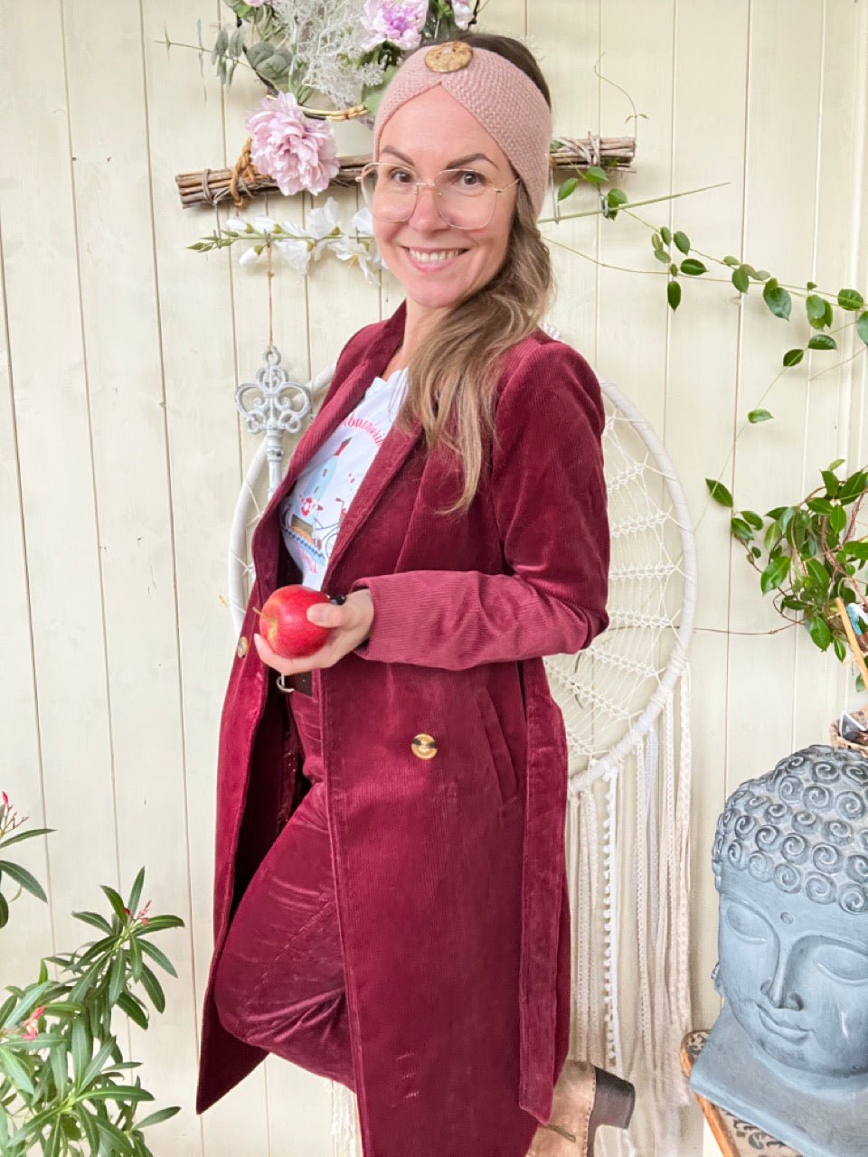 Cord Mantel Cordula Beeren Rot - FROLLEIN KÄTHE Shop