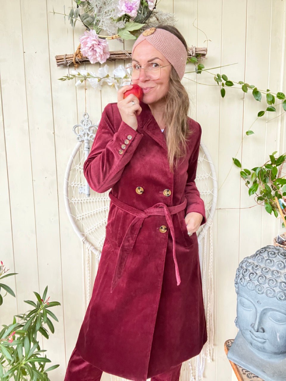 Cord Mantel Cordula Beeren Rot - FROLLEIN KÄTHE Shop