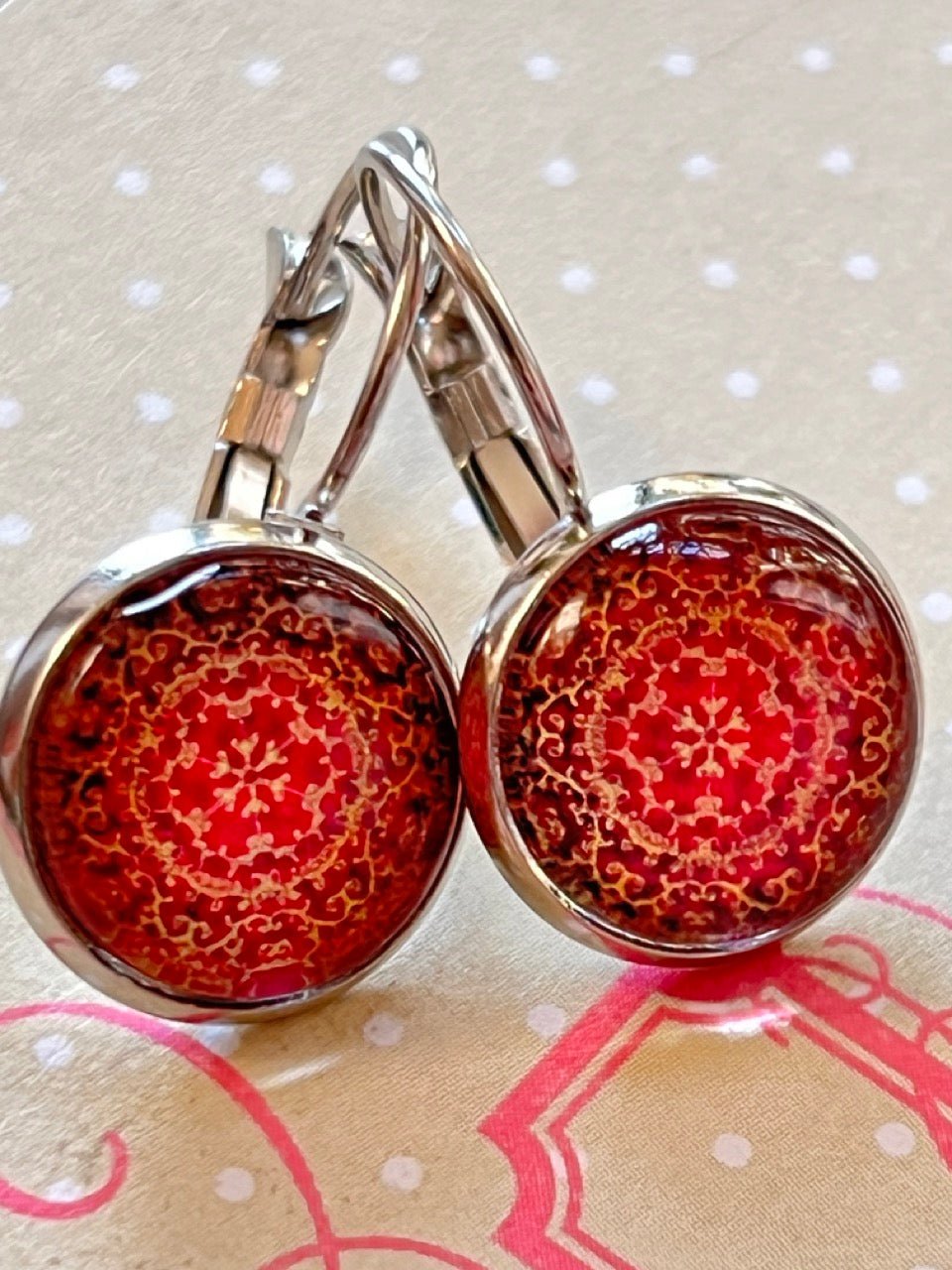 Kiki Ohrhänger Mandala Zauber Rot Orange - FROLLEIN KÄTHE Shop