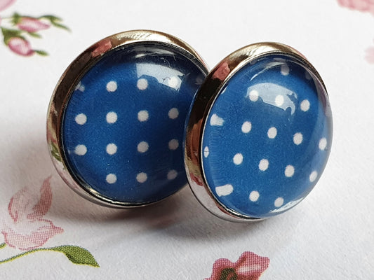 Kiki ♥ Ohrstecker ,, Punkteliebe " blau - FROLLEIN KÄTHE Shop