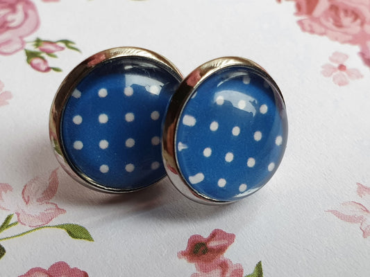 Kiki ♥ Ohrstecker ,, Punkteliebe " blau - FROLLEIN KÄTHE Shop