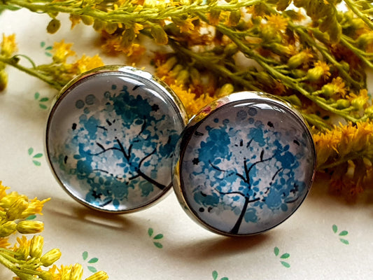 Kiki ♥ Ohrstecker ,, TraumBaum " Blau - FROLLEIN KÄTHE Shop