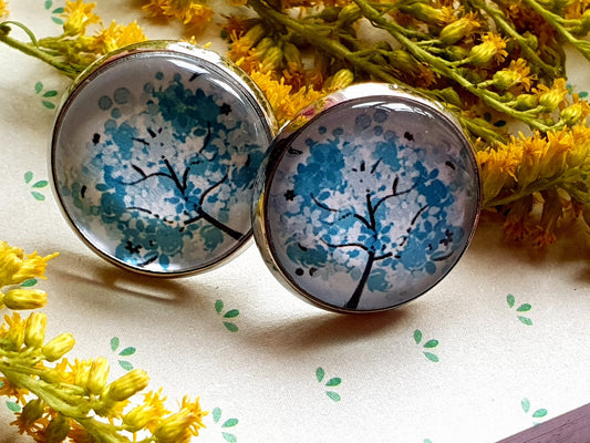 Kiki ♥ Ohrstecker ,, TraumBaum " Blau - FROLLEIN KÄTHE Shop