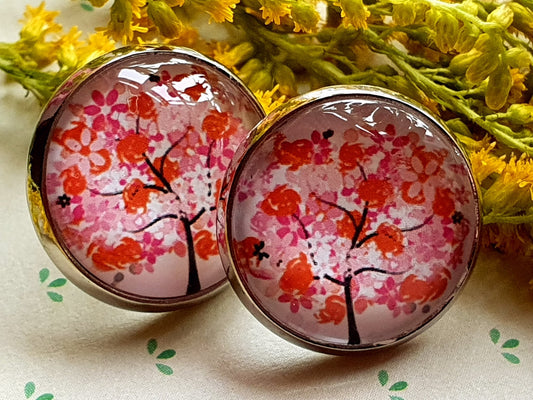 Kiki ♥ Ohrstecker ,, TraumBaum " Rot / Rosa - FROLLEIN KÄTHE Shop