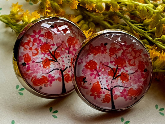 Kiki ♥ Ohrstecker ,, TraumBaum " Rot / Rosa - FROLLEIN KÄTHE Shop