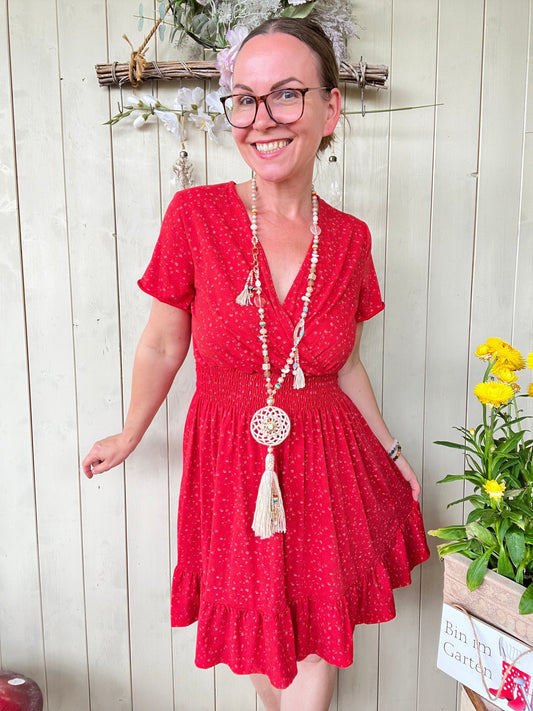 Kleid Blumenkuß Rot - FROLLEIN KÄTHE Shop