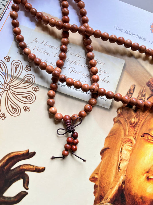 Mala Meditationkette Gleichmut Braun - Padauk - afrikanisches Korallenholz - FROLLEIN KÄTHE Shop