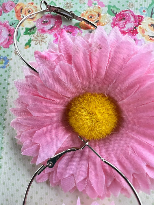 Ohrhänger Blütenzeit Creolen mit Blüte Rosa - FROLLEIN KÄTHE Shop