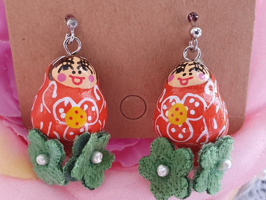 Ohrhänger Matroschka Orange Handarbeit - FROLLEIN KÄTHE Shop