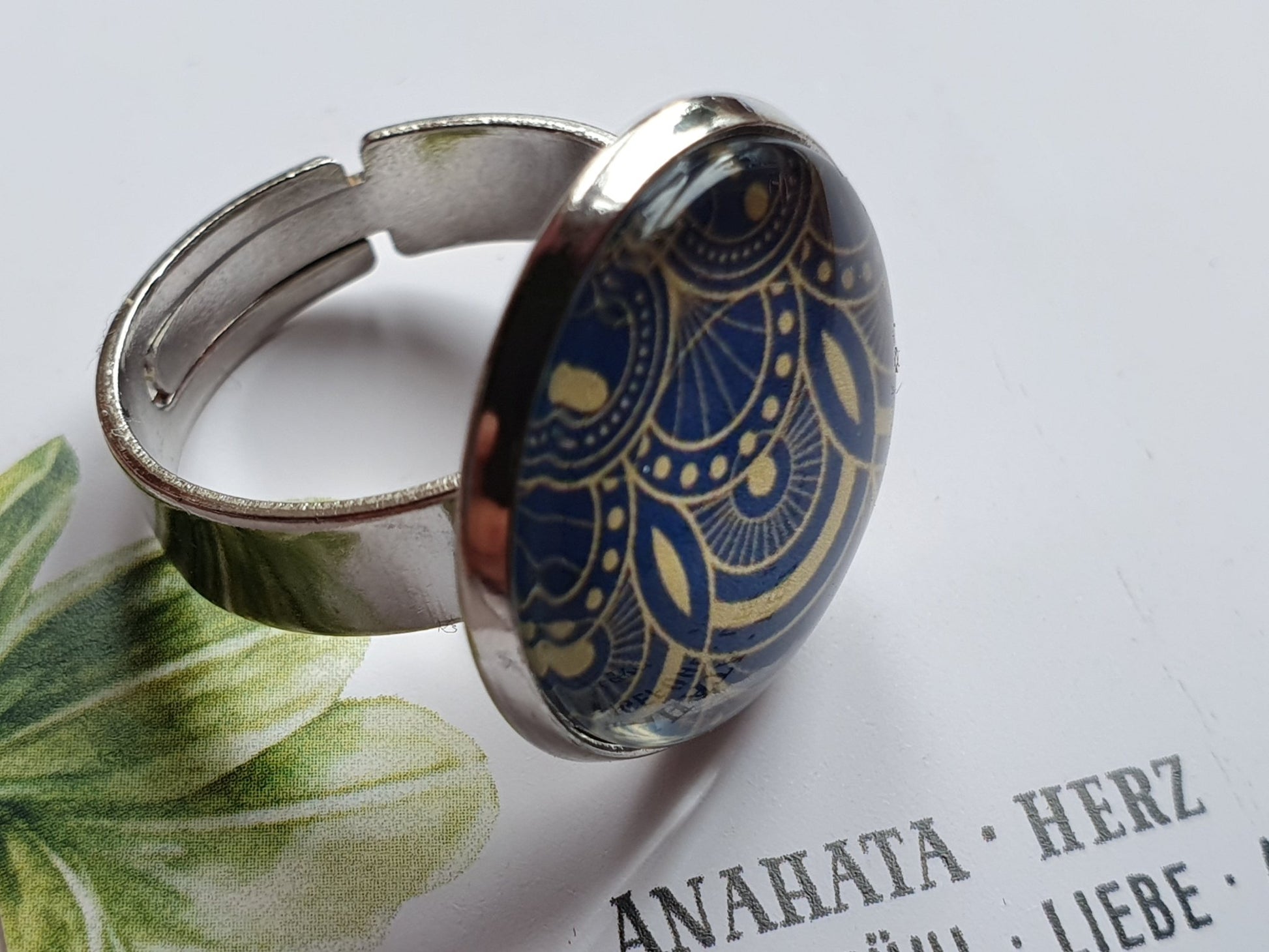 Ring Mustermix Blau Kiki Ohrschmuck, Grössenverstellbar - FROLLEIN KÄTHE Shop