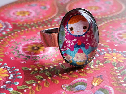 Ring Oval Matroschka Kiki Ohrschmuck, Grössenverstellbar - FROLLEIN KÄTHE Shop
