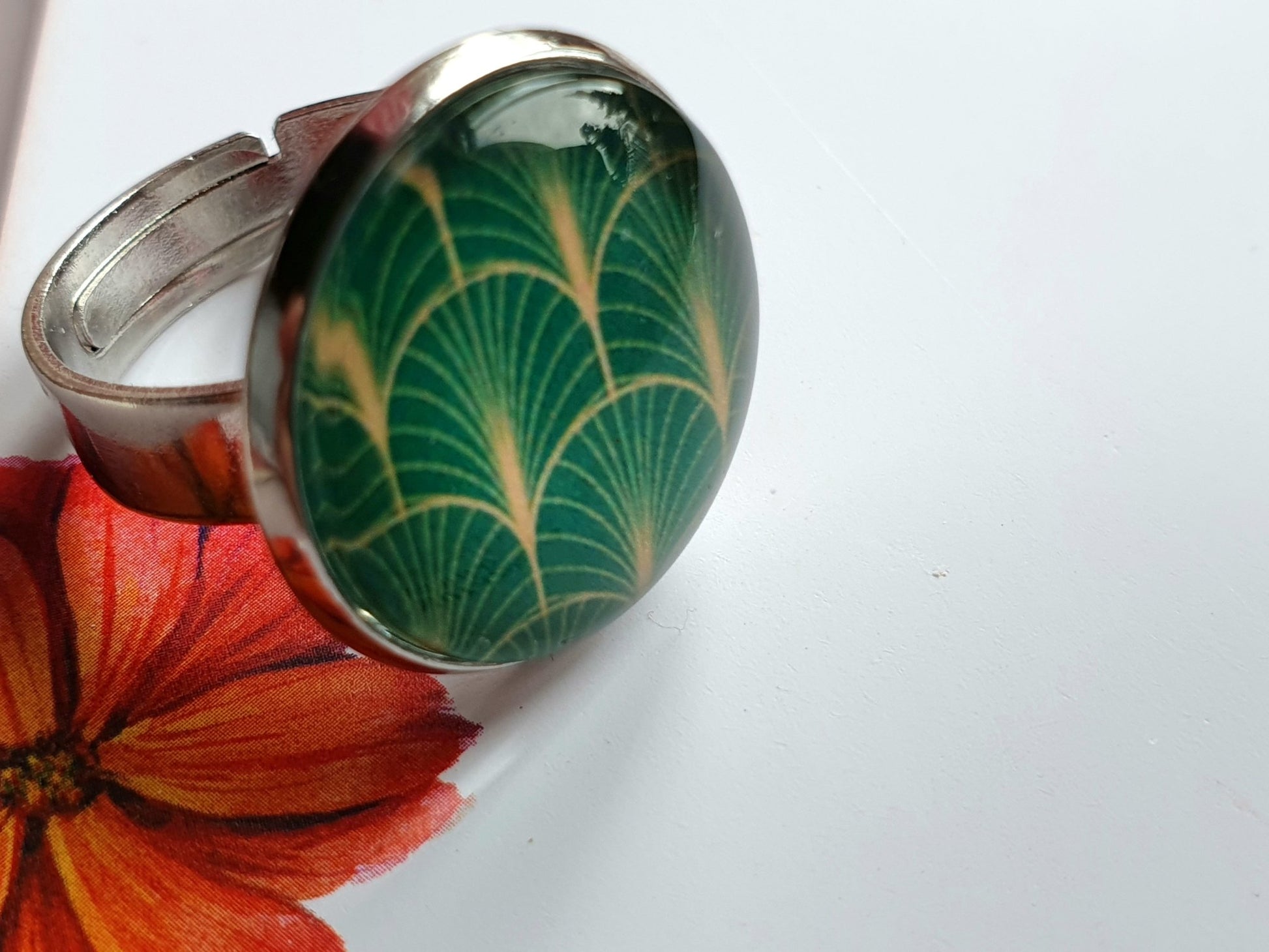 Ring Romantik Grün Kiki Ohrschmuck, Grössenverstellbar - FROLLEIN KÄTHE Shop