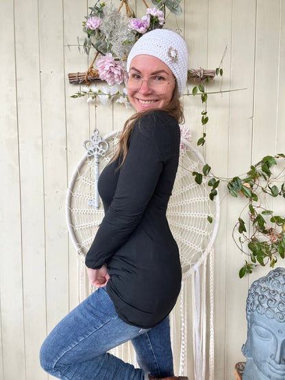 Shirt Langarm Basic Freude Schwarz - FROLLEIN KÄTHE Shop